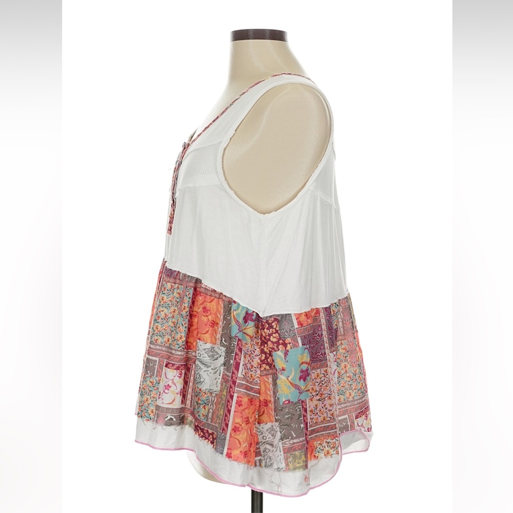 POL Pretty Boho Multicolor Patchwork Top Henley B… - image 7